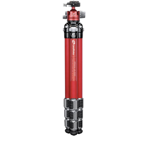 Leofoto LA-324C Athena Tripod with Red LH-40LR Ball Head